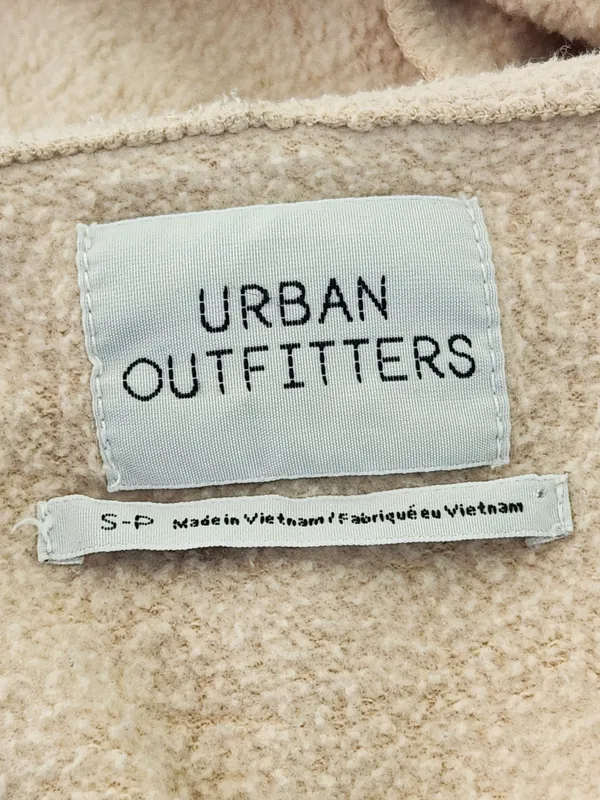 Urban Outfitters Cream Oversized Cropped Hoodie Sweatshirt Size Small - Image 9