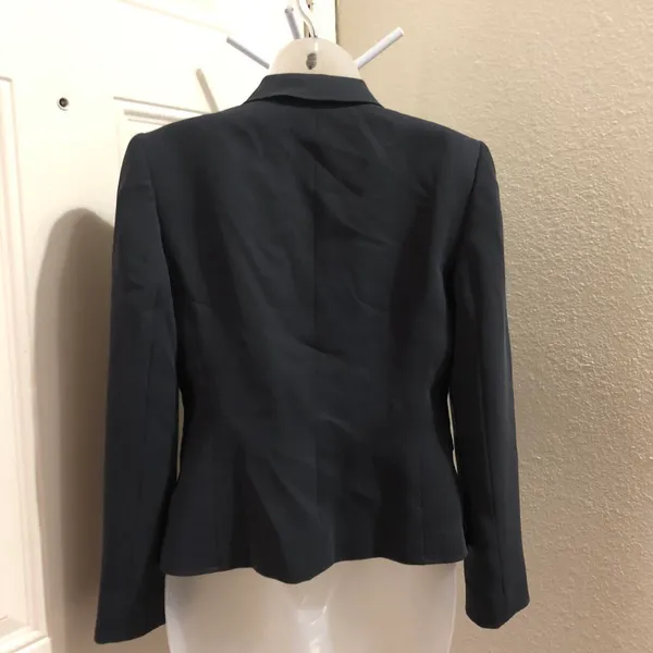 Tahari Grey blazer snap on button up down office siren core fitted corset waist long sleeve - Image 4