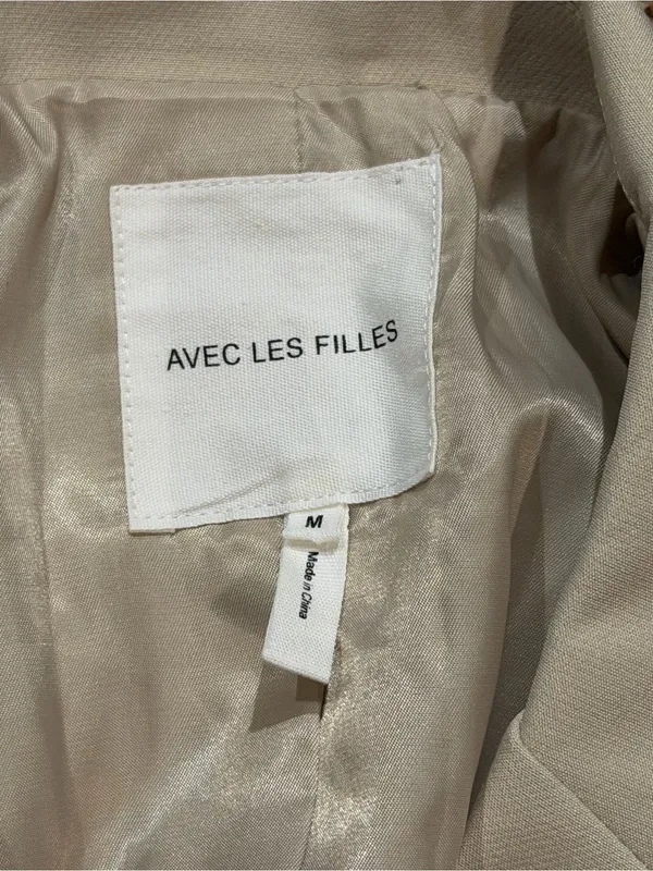 Avec Les Filles Cropped Blazer Cream Beige Neutral Tailored Size M - Image 3