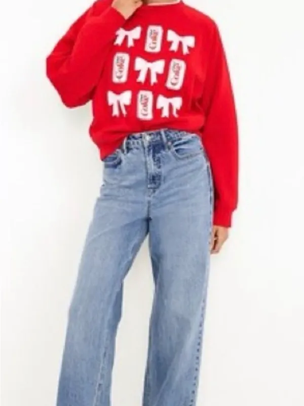 Old Navy Diet Coke Red Crewneck‎ Sweatshirt Medium - Image 3