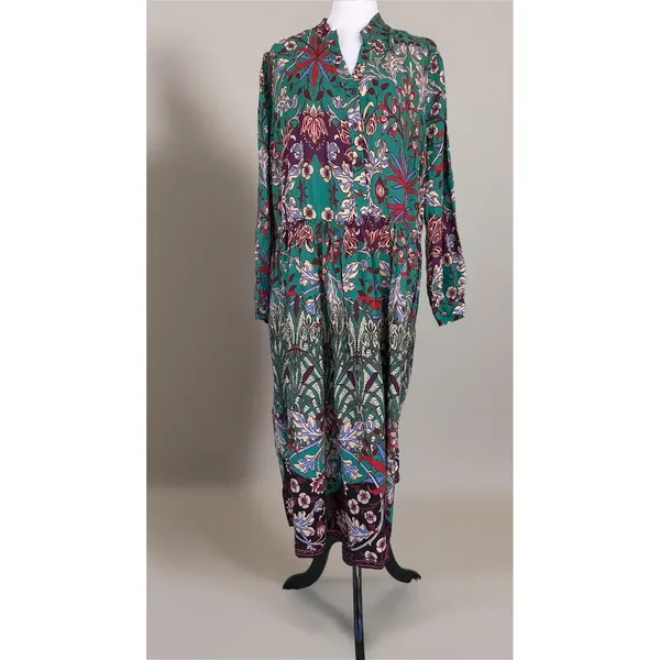 Ulla‎ Popken Von Landen Size 16/18 Midi Dress Curvy Patch Print Long Sleeve Plus - Image 3