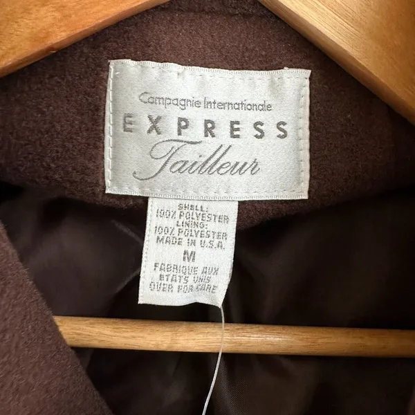 Vintage Women Express Campagnie Fleece Blazer Jacket Medium Brown NWT Academia‎ - Image 4