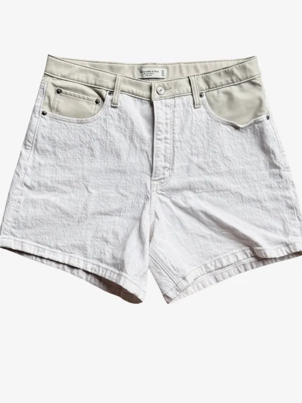 Abercrombie Faux Leather and Denim High Rise Dad Shorts‎ Sz 32 - Image 3
