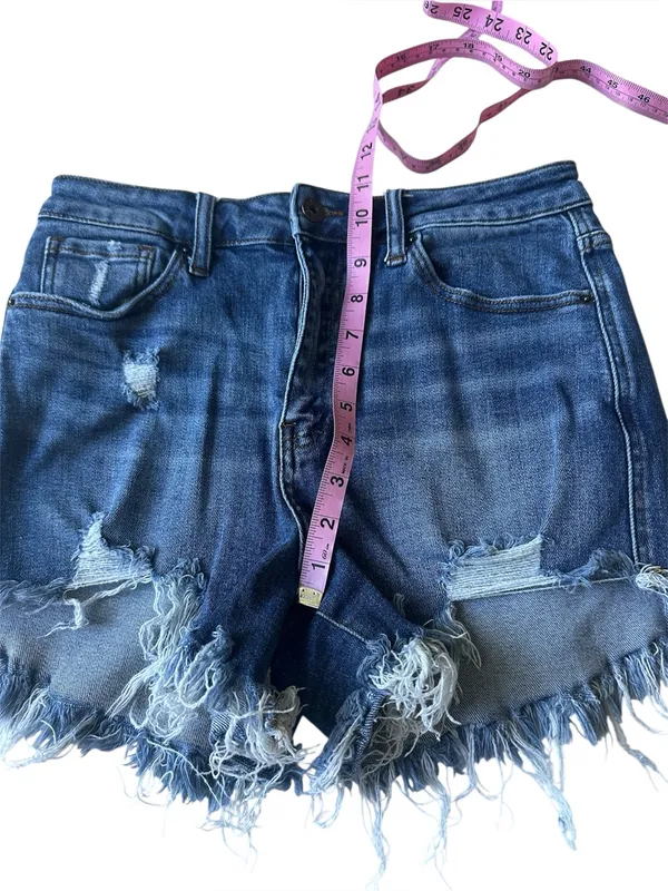 Risen High Rise Distressed Denim Shorts - Image 8