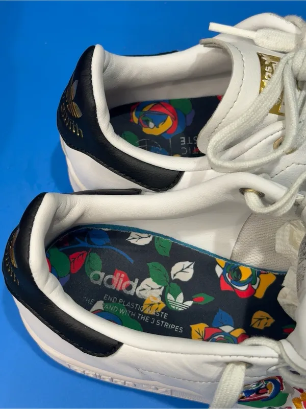 adidas x Rich Mnisi Stan Smith Roses Floral Sneakers White Gold Women 6.5 - Image 7