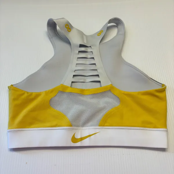 Nike Air Max Sports Bra‎ Womens Medium Grey Yellow Dri-FIT Activewear - Image 3