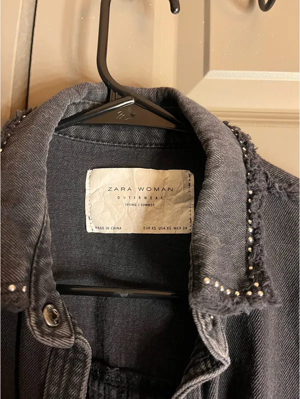 ZARA Black Fringe Jacket Denim - Image 2