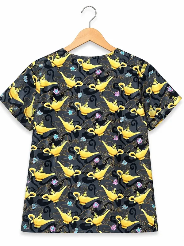 Y2K Vintage Disney Aladdin Magic Lamp Scrub Top XL Nurse Uniform pediatrics - Image 2