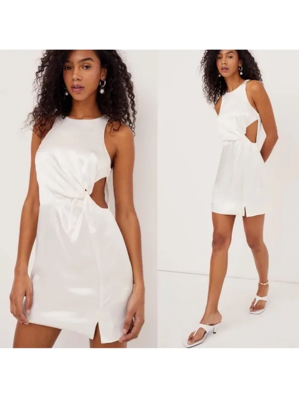 NWT For Love and Lemons Lucy White Satin Open Back Mini Dress size M - Image 12