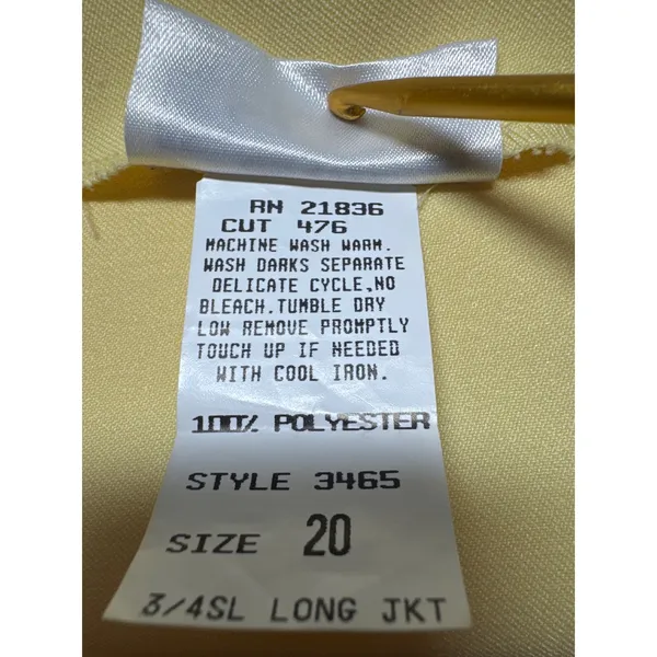 Frayne Womens Size 20 Light Yellow 3/4 Sleeve Blazer Jacket‎ Style 3465 - Image 4