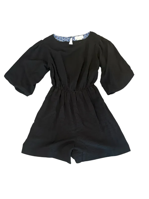 Anthropologie Francesca Balloon Sleeve Romper Elastic Waist Womens Small Black - Image 2