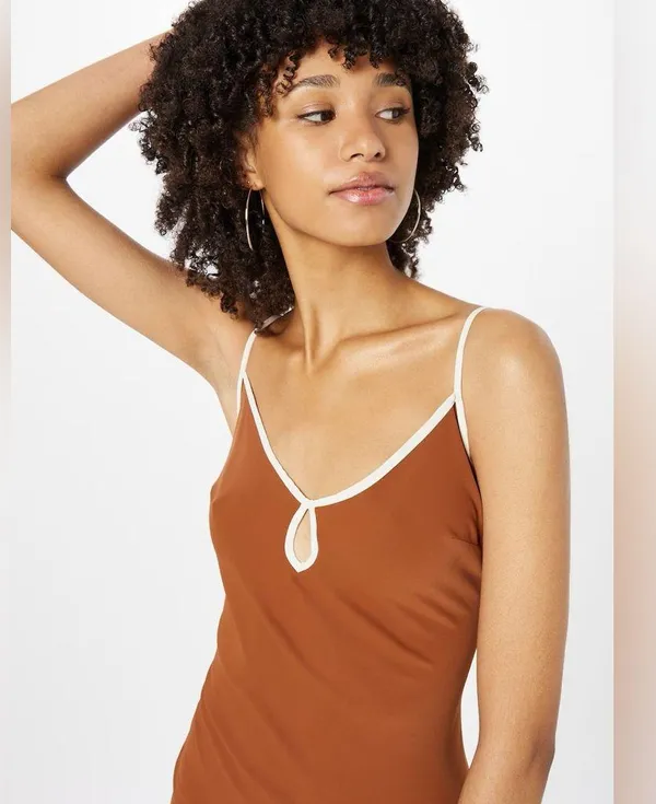 Abercrombie & Fitch Keyhole Slip Maxi Dress - Ochre - XSP - Image 2