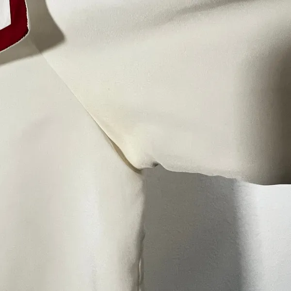 Vintage 90s 80s‎ Blouse Top Womens 10 Cream Bib Collar Retro Nautical Career - Image 5