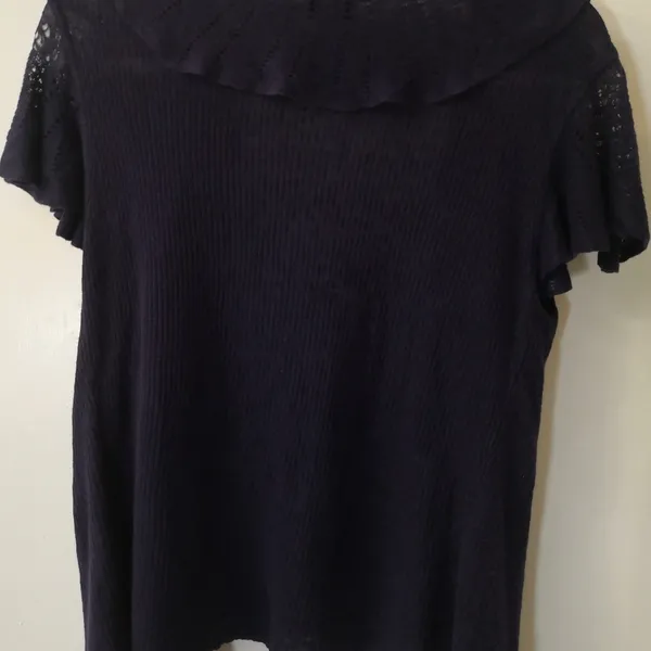 Lauren Ralph Lauren Purple Linen Ruffle Top S Lightweight Classic Heritage Boho - Image 6
