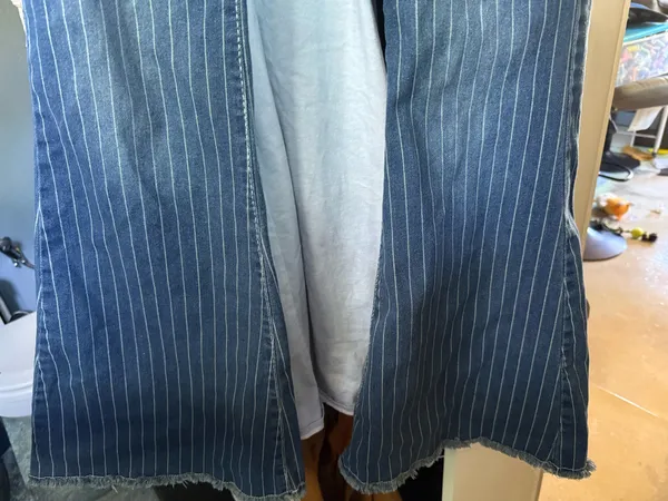 Navy blue pinstripe flare jeans Size M - Image 2