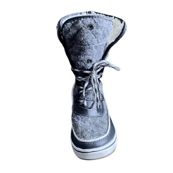 Time And Tru‎ Womens Size 6 Gray Snow Boots High Top Foldable Faux Fur - Image 9