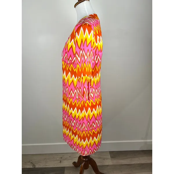 NWT Skirtin Around‎ Zig Zag Print Dress Size 8 Pink Orange Yellow 100% Cotton - Image 11