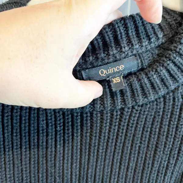 Quince Organic Cotton Fisherman Crewneck Long Sleeve Sweater Black XS - Image 3