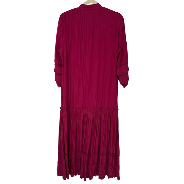 Chico’s NWT Pleated Tiered Maxi Dress Orchid Pink Flowy Boho Size 1 (8/10) - Image 3