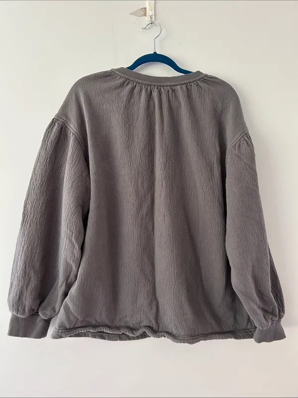 Aerie |Oversized Gray Tie-Neck Pullover Sweatshirt sz M - Image 4