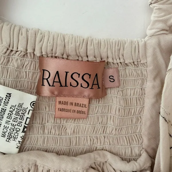 Anthropologie Raissa Tie Front Crop Top Small Cream Linen Check Ruffle Hem Boho - Image 5