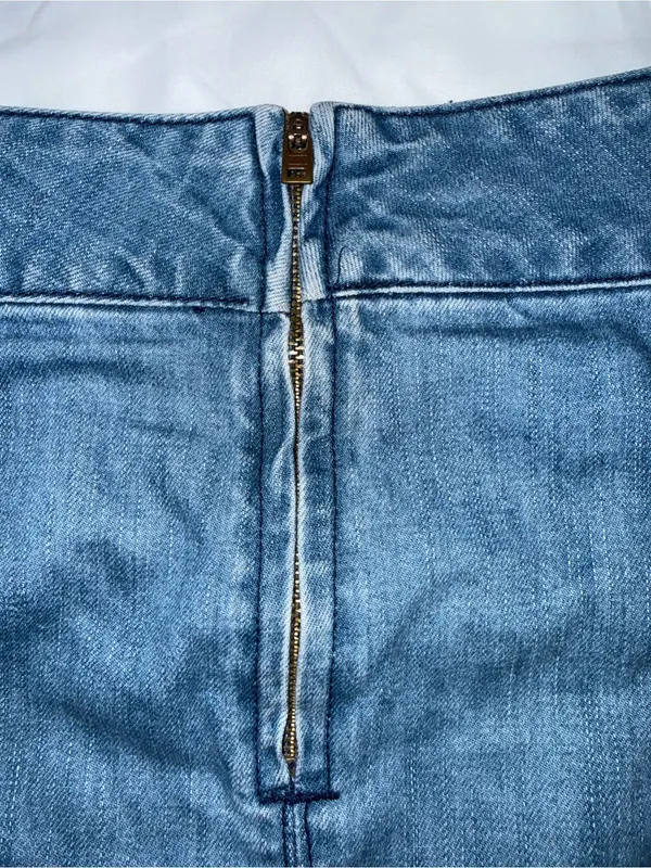 Free People Modern Femme Denim Mini Skirt in a paneled medium wash size 2/4 - Image 5