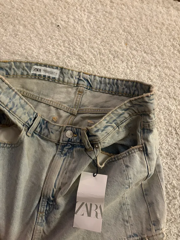 NWT Zara TRF light blue denim mini skirt. Size XL - Image 2