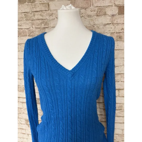 American Eagle Sweater Womens M Blue Cable‎ Knit Babydoll Bella Swan Y2K - Image 2