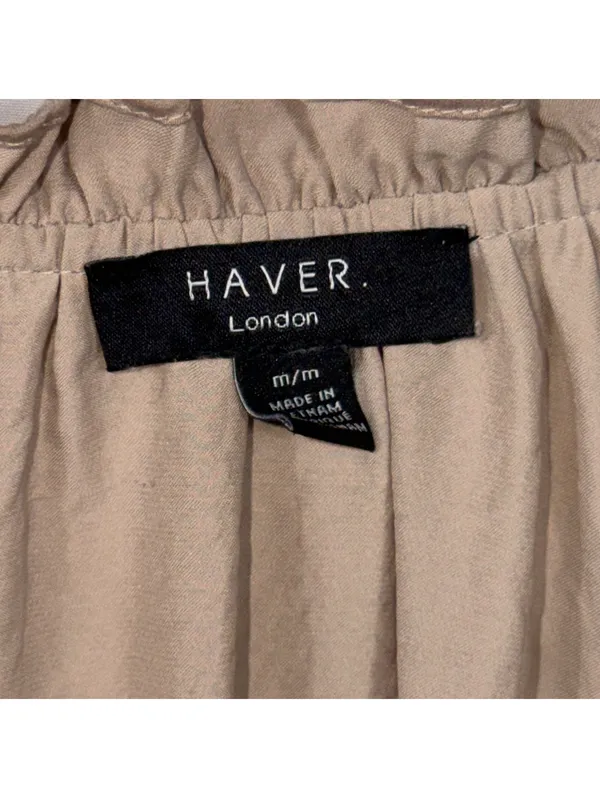 Haver London Taupe Ruffle Sleeve Blouse M - Image 4