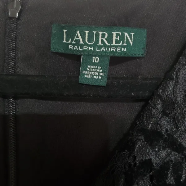 Ralph Lauren Black velvet/Lace Dress Size 10 - Image 2