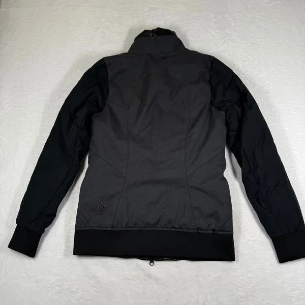 Lululemon Mixed Media Bomber Jacket Black Gray Full Zip Athleisure Womens est 6‎ - Image 12