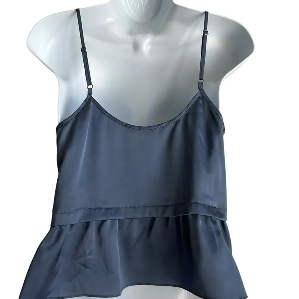 Abercrombie & Fitch Women Coquette Balletcore Cami Top Sl Blue Satin Ruched‎ - Image 2