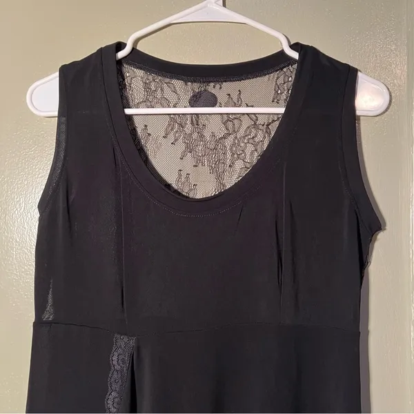 Rossaspina Women's Tank‎ Top Black Scoop Neck Lace Back Tango Dance Stretch - Image 2