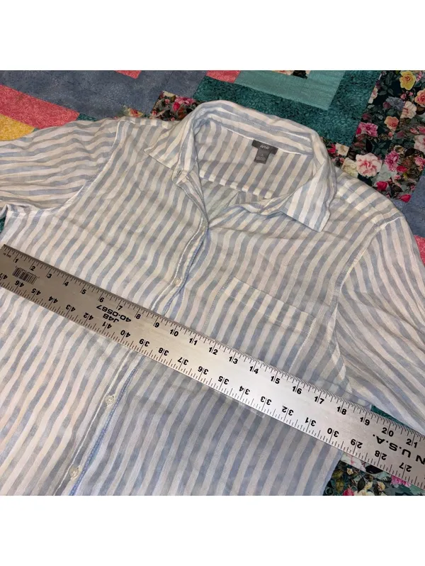Aerie Freyed Hem Woman’s S Blue and White Striped Button-Up Shirt - Image 8