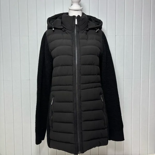 MICHAEL Michael Kors Ultra‎ light weight Black Puffer Jacket with Knit Sleeves M - Image 2