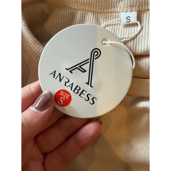 Anrabess Long Sleeve Top Womens Size S Beige New Ribbed Crew Neck‎ TL00037 - Image 7