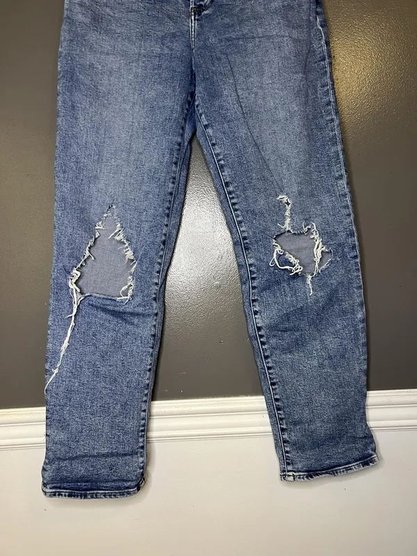 Express Boyfriend Mid Rise Jeans Womens 6L Light Blue Distressed Stretch Denim - Image 3