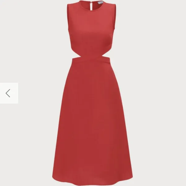 RIHOAS The Red Round Neck Cut-Out Midi Dress 3 - Image 6