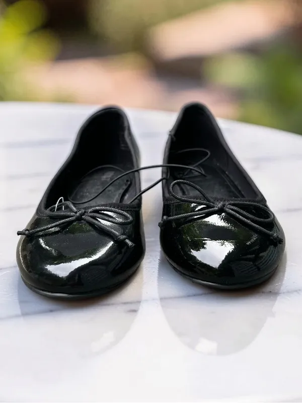 Mixit MX Chica Black Patent Ballet Flats Bow Slip On Shoes NWT Size 9.5 - Image 2