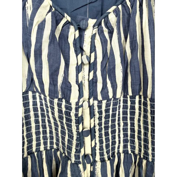 NWT Anthropologie Long Sleeve Sweetheart Midi Dress Blue Striped Size Small Boho - Image 8