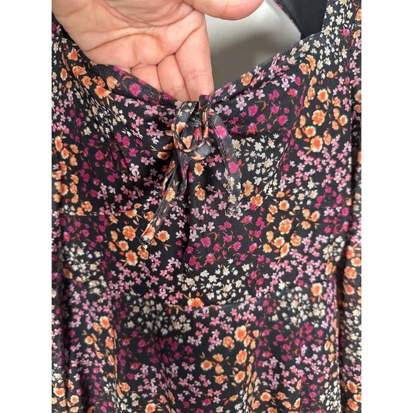 ASOS The Frolic Square Neck Midi Tea Dress With Mesh Sleeves Ditsy Floral Size 6 - Image 4