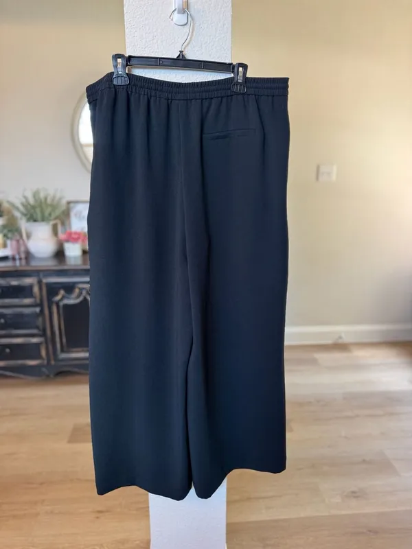 A New Day Wide Leg Pull On Pants Size XL Black Drawstring Crepe - Image 4