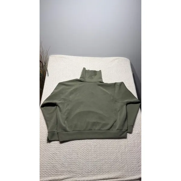 Spanx AirEssentials Half Zip Pullover Olive Green Sweatshirt 1X Tall 4709 - Image 3