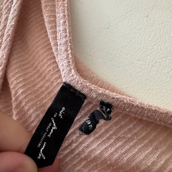 Urban Outfitters Out From Under Light Pink Ribbed Cinched Crop Long‎ Sleeve Top - Image 5