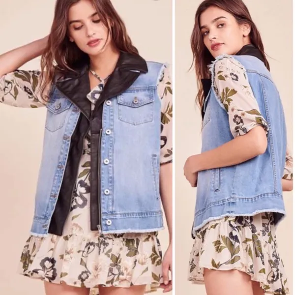 NWT BB Dakota Rebel Rebel Denim Vest Light Blue - Image 2