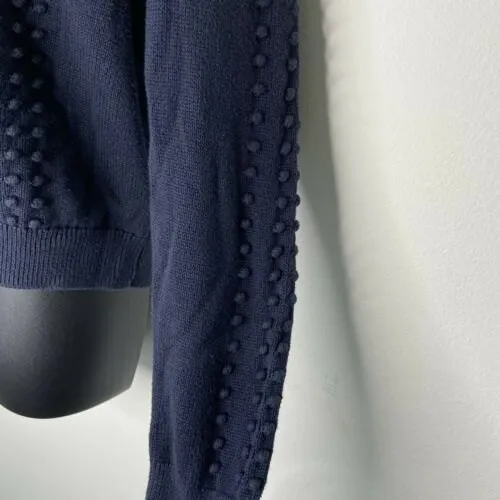 Brooks Brothers Navy Blue Crew Neck Sweater Long Sleeve Pom Women's Size‎ Large - Image 3