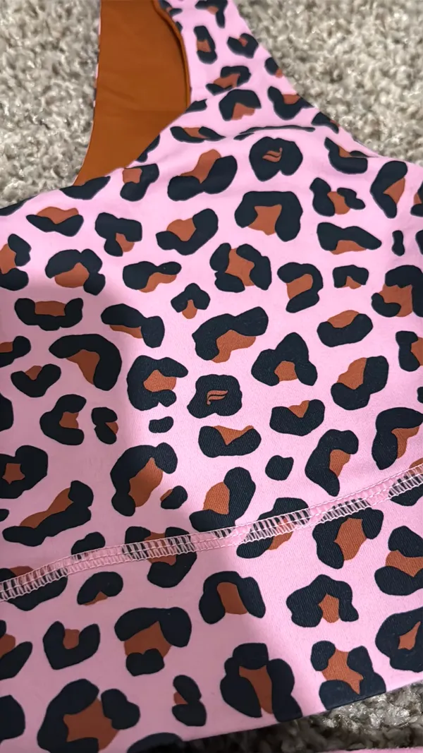 Fabletics Pink Leopard Print Leggings & Sports Bra Set - Image 7