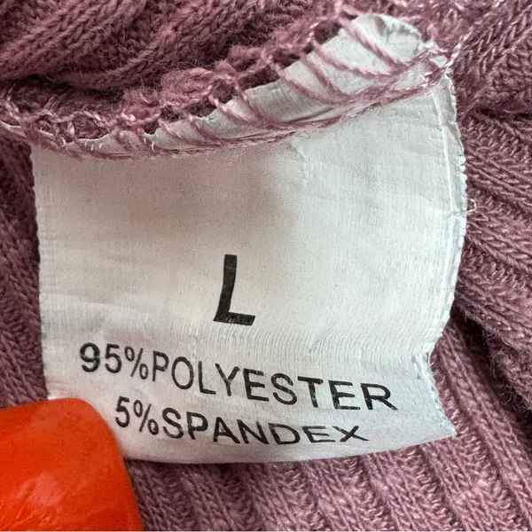Ribbed Knit Lace Cuff Long Sleeve Henley Shirt‎ Mauve Dusty Rose Size Large - Image 10