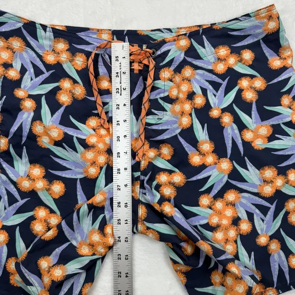 Patagonia Baggies Board Shorts‎ Floral Print Swim Trunks Orange Blue Size 14 - Image 3