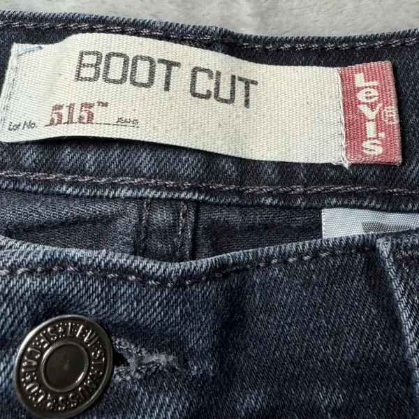 Levis 515 Womens Size 14 Long Bootcut Jeans Dark Wash Stretch Denim Blue Casual - Image 5